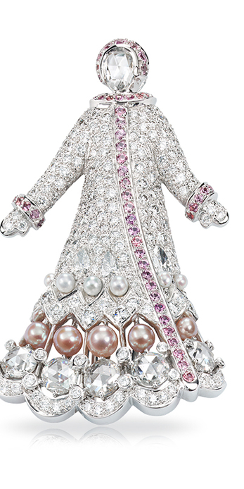 Fabergé La Broche Lara à Irkutsk with pink sapphires, pearls and diamonds