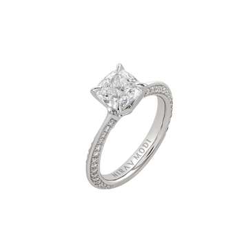 Nirav Modi 'Tulip' diamond solitaire pavé ring in platinum 