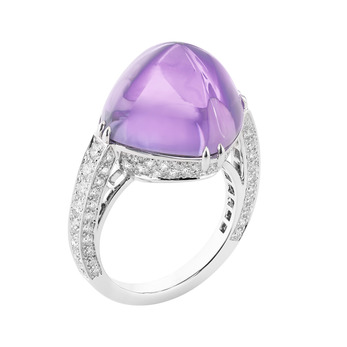 Кольцо Boucheron 'Joy Amethyste' с аметистом и бриллиантами в белом золоте