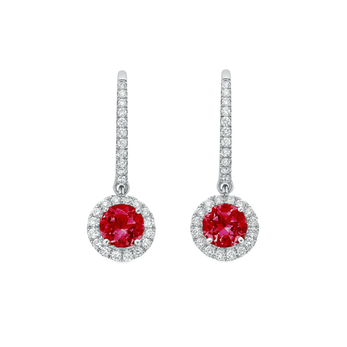 Серьги Mappi& Webb из 18k белого золота с рубинами и бриллиантами