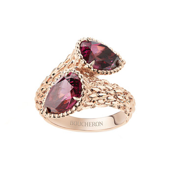 Boucheron 'Serpent Boheme' Toi et Moi ring in rhodolite and pink gold