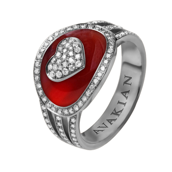 Avakian 'First Love' diamond and carnelian ring
