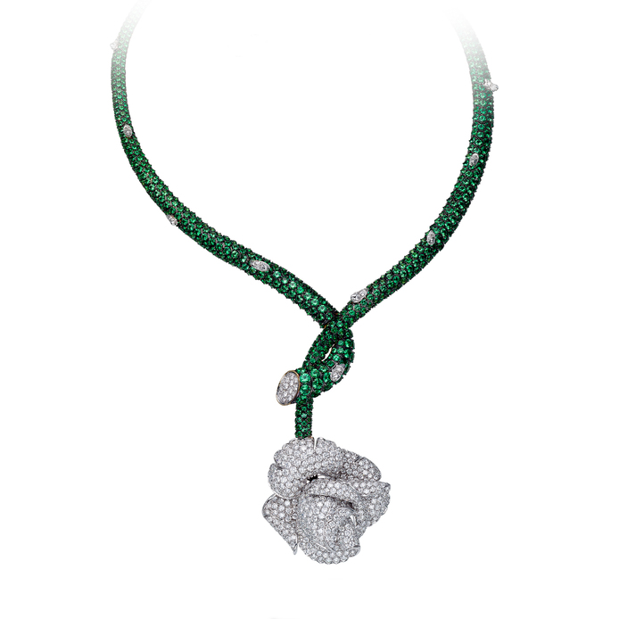 Picchiotti 'Rose' necklace in diamonds and tsavorites
