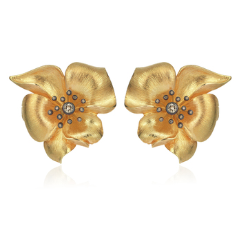 Aida Bergsen 'Flora' earrings in 18k yellow gold with diamonds 
