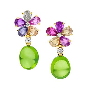 Bvlgari 'Sapphire Flower' earrings with multi-coloured sapphires, diamonds and peridots