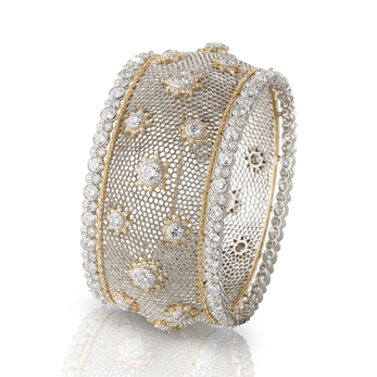'Volta Celeste' cuff with diamonds in 18K white and yellow gold