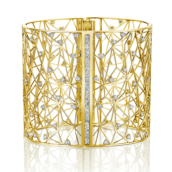 Cuff in diamonds and 18K yellow gold 