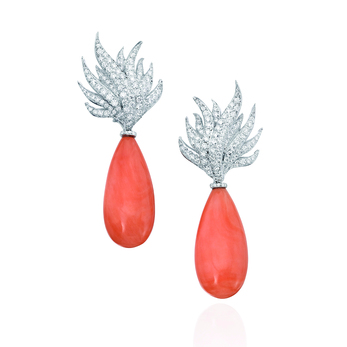'Flame' earrings in Angel Skin coral and diamonds 