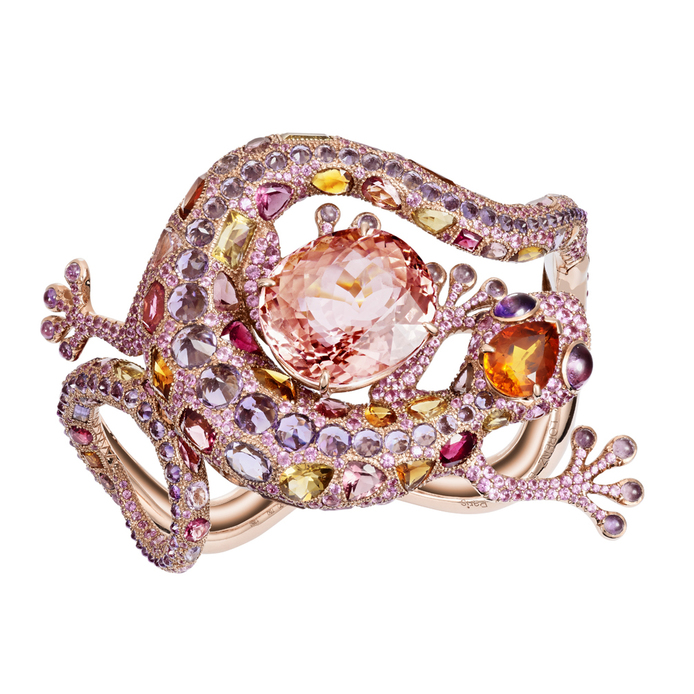 Браслет 'Gecko' из 18k розового золота с розовым турмалином 32.69ct, цитринами, аметистами и розовыми сапфирами